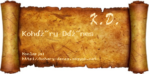 Koháry Dénes névjegykártya