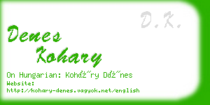 denes kohary business card